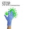Hand a medical glove clinical danger epidemic protection COVID-19 coronÃ Â  virus concept  examination